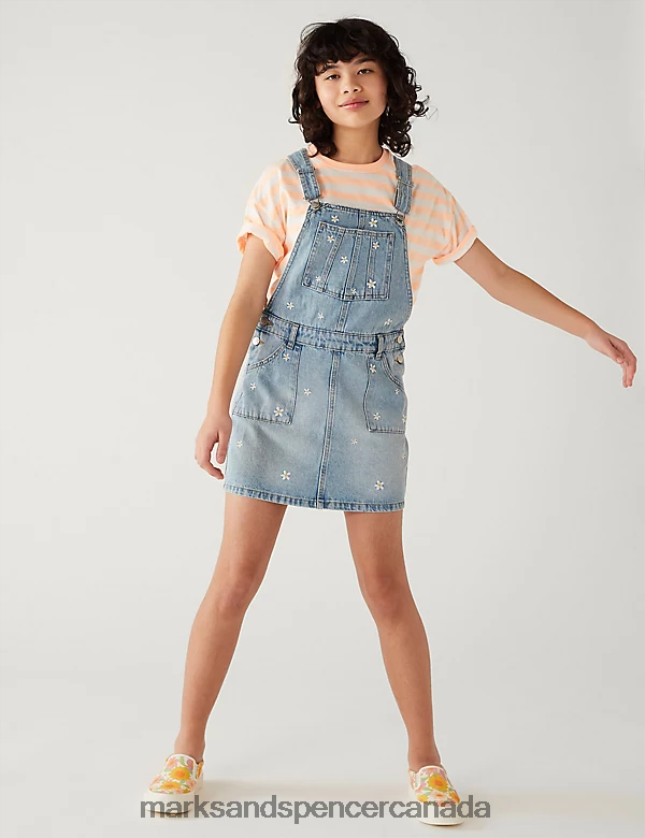 Marks and Spencer sale - Clothing 20VTD9817 Denim Kids Marks & Spencer Embroidered Daisy Pinafore