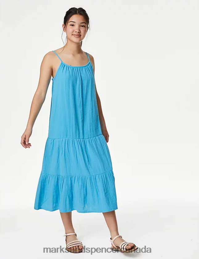 Marks and Spencer near me - Clothing 20VTD9846 Jade Kids Marks & Spencer Pure Cotton Tiered Maxi Dress