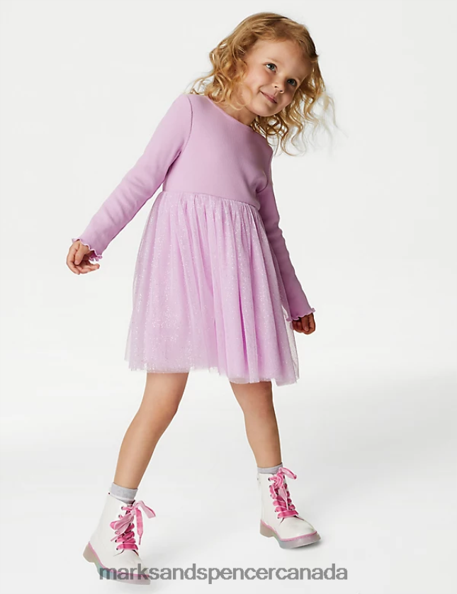 Clothing 20VTD9875 Pink Kids Marks & Spencer Glitter Tiered Dress - Marks and Spencer Canada locations