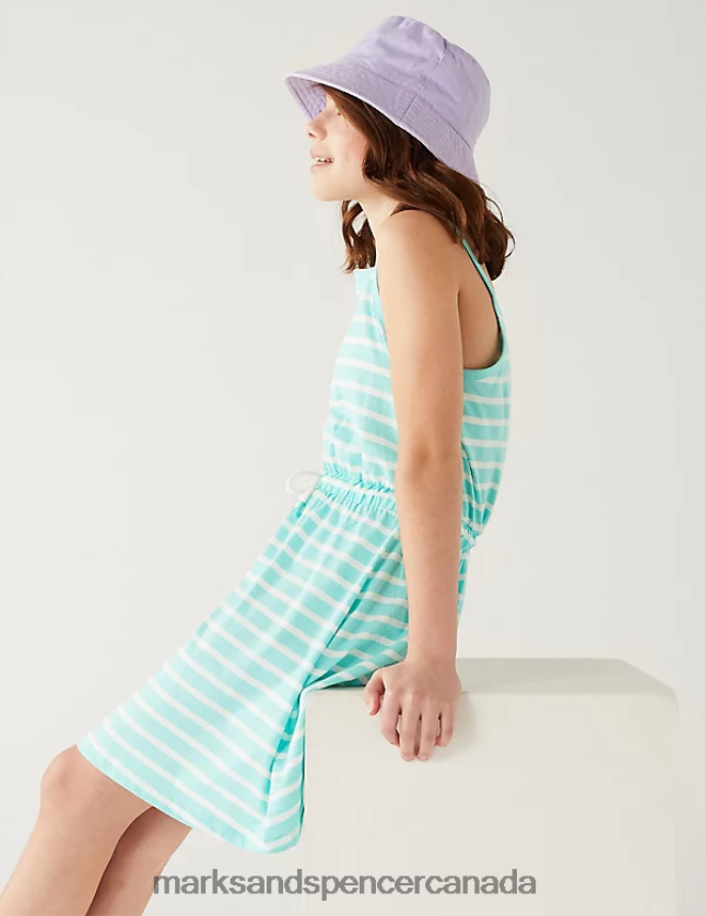 Marks and Spencer near me - Clothing 20VTD9906 Aqua Kids Marks & Spencer Pure Cotton Striped Dress