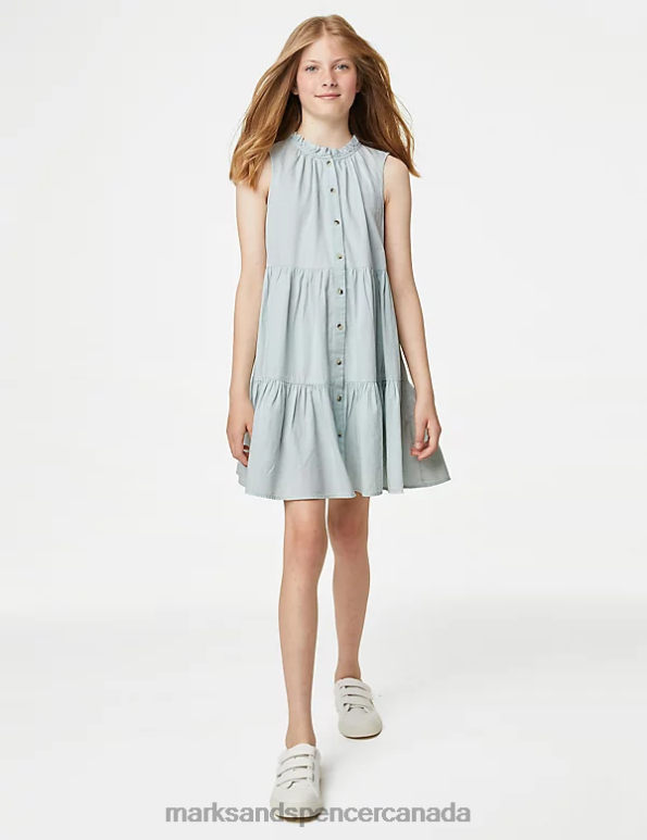 Kids Denim Clothing Marks & Spencer Pure Cotton Tiered Dress 20VTD8875 - Marks and Spencer Canada locations