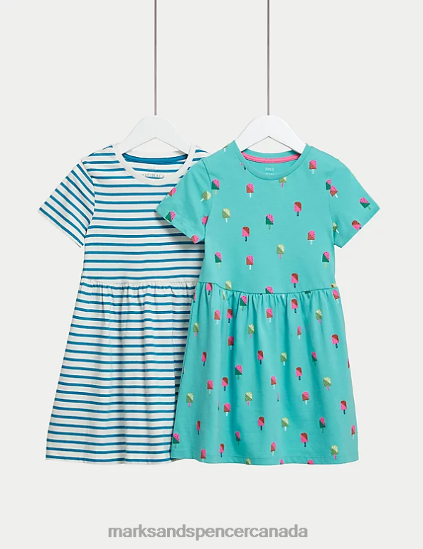 Marks and Spencer near me - Kids Multi Clothing Marks & Spencer 2pk Pure Cotton Ice Cream Dresses 20VTD8795