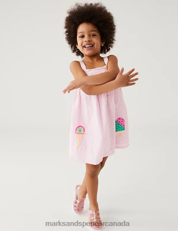 Marks and Spencer Canada - Kids Pink Clothing Marks & Spencer Pure Cotton Ice Cream Dress 20VTD8772