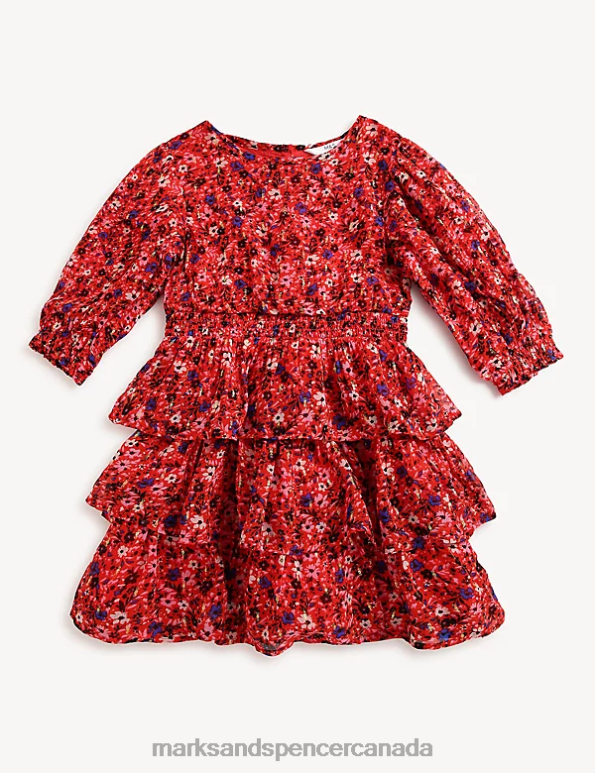 Kids Red Clothing Marks & Spencer Floral Dress 20VTD8879 - Marks and Spencer outlet