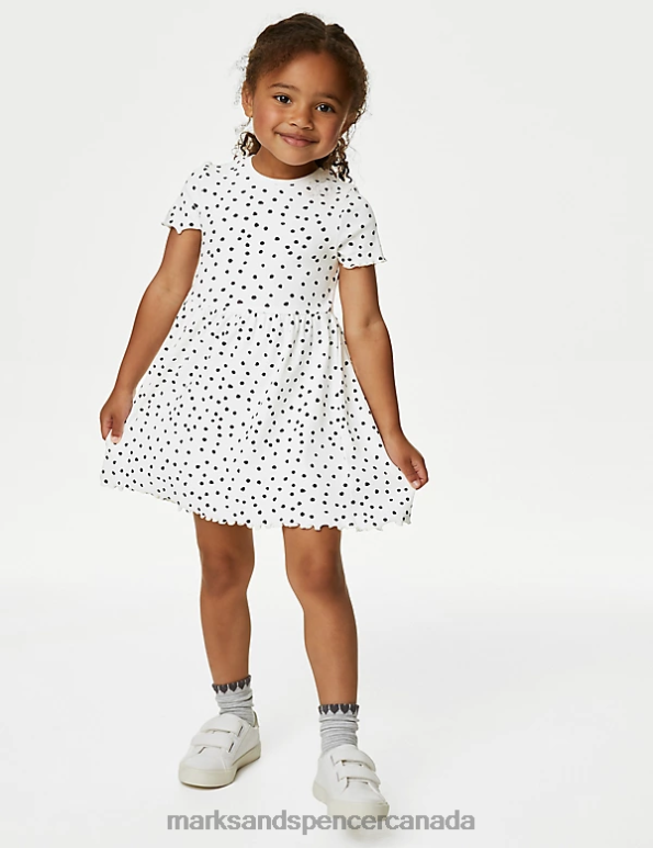 Marks and Spencer sale - Kids White Clothing Marks & Spencer Cotton Rich Polka Dot Dress 20VTD8970