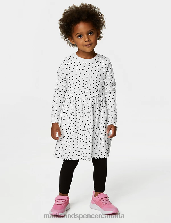 Kids White Clothing Marks & Spencer Cotton Rich Spotted Dress 20VTD8845 - Marks and Spencer online