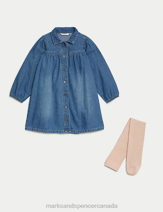 Marks & Spencer Kids 2pc Dress & Tights Outfit Clothing Denim 20VTD9160 - Marks and Spencer online