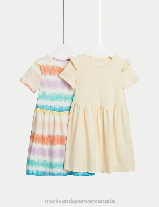 Marks and Spencer Canada - Marks & Spencer Kids 2pk Pure Cotton Dresses Clothing Multi 20VTD9041