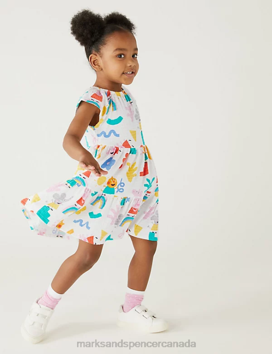 Marks & Spencer Kids Cotton Rich Peppa Pig Tiered Dress Clothing Multi 20VTD9053 - Marks and Spencer online