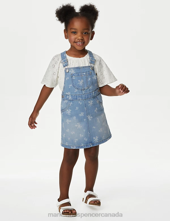 Marks and Spencer near me - Marks & Spencer Kids Floral Pinafore Outfit Clothing Denim 20VTD9042