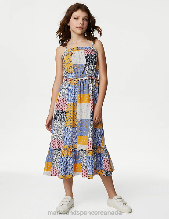 Marks & Spencer Kids Pure Cotton Patchwork Print Dress Clothing Multi 20VTD9162 - Marks and Spencer Canada locations