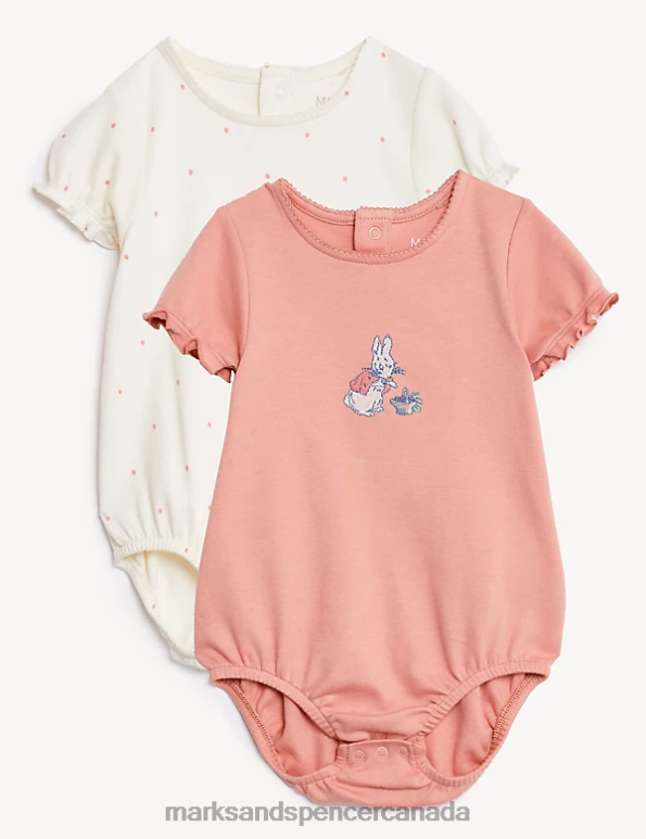 Kids Pink Mix Clothing Marks & Spencer 2pk Pure Cotton Peter Rabbit Bodysuits 20VTD7717 - Marks and Spencer Canada locations