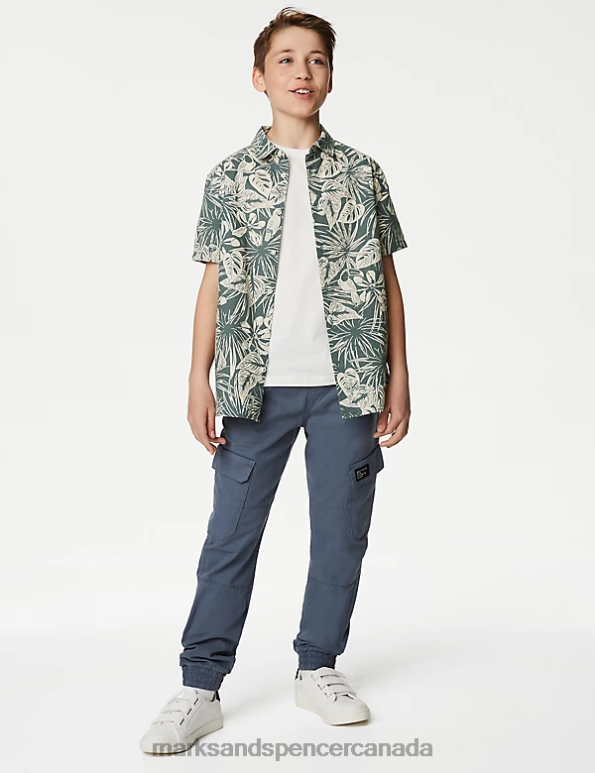 Marks and Spencer Canada - Kids Dark Green Clothing Marks & Spencer Pure Cotton Parrot Print Shirt 20VTD8677