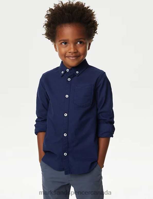 Marks and Spencer sale - Kids Indigo Clothing Marks & Spencer Pure Cotton Oxford Shirt 20VTD8178