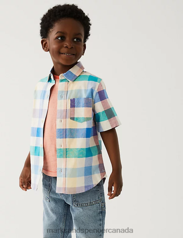 Marks and Spencer Canada - Kids Multi Clothing Marks & Spencer Pure Cotton Checked Shirt 20VTD7844