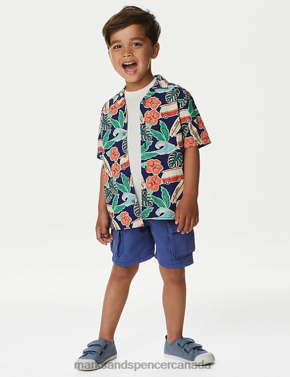 Kids Navy Mix Clothing Marks & Spencer Pure Cotton Campervan Shirt 20VTD8182 - Marks and Spencer online