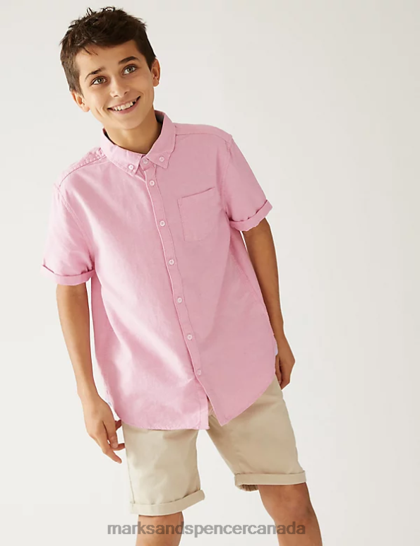 Kids Pink Clothing Marks & Spencer Pure Cotton Plain Shirt 20VTD8188 - Marks and Spencer Canada locations