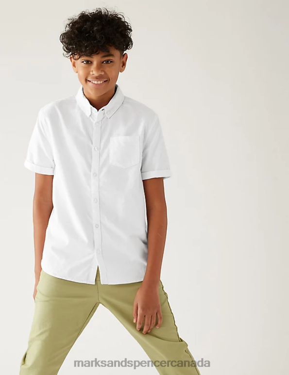 Marks and Spencer Canada - Kids White Clothing Marks & Spencer Pure Cotton Plain Shirt 20VTD8458