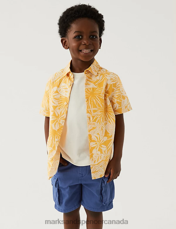 Marks and Spencer sale - Kids Yellow Mix Clothing Marks & Spencer Pure Cotton Parrot Shirt 20VTD8484