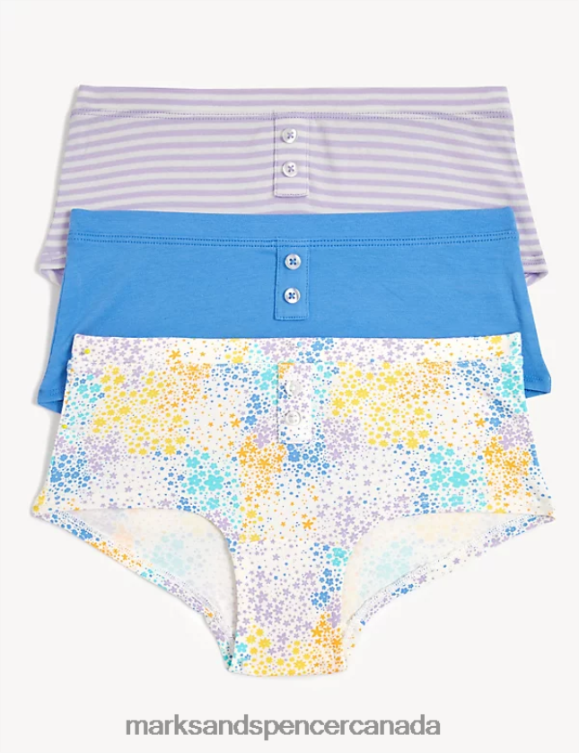 Marks and Spencer sale - Clothing 20VTD9242 Multi/Brights Kids Marks & Spencer 3pk Cotton Rich Floral Striped Shorts