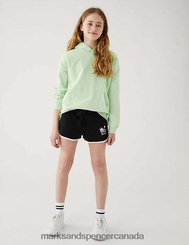 Clothing 20VTD9315 Black Kids Marks & Spencer Pure Cotton Aloha Summer Days Slogan Shorts - Marks and Spencer Canada locations