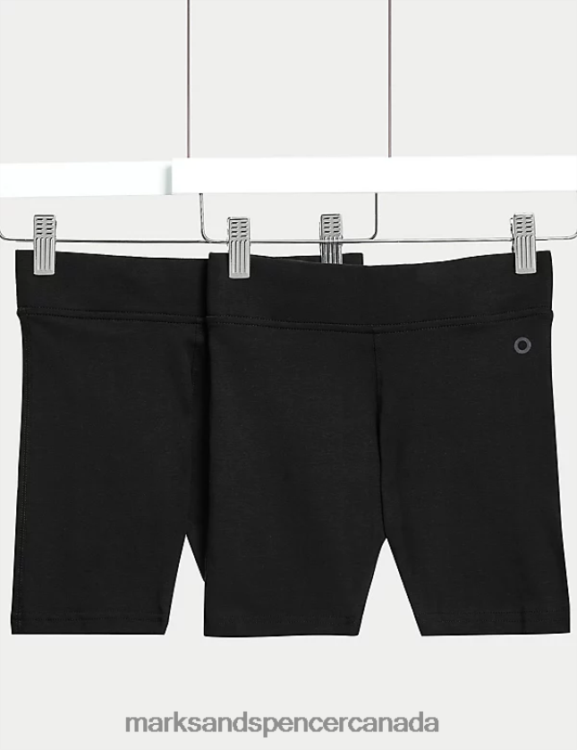 Marks and Spencer near me - Clothing 20VTD9341 Black Kids Marks & Spencer 2pk Cotton with Stretch School Shorts