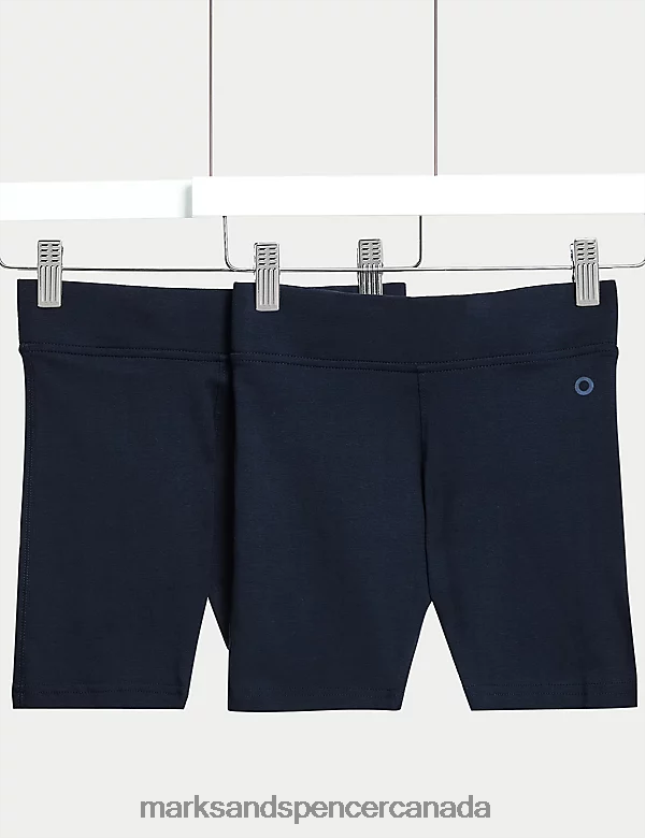 Marks and Spencer sale - Clothing 20VTD9342 Navy Mix Kids Marks & Spencer 2pk Cotton with Stretch School Shorts