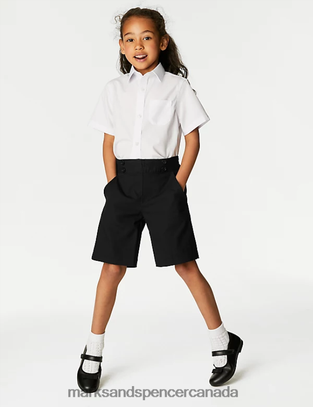 Clothing 20VTD9385 Black Kids Marks & Spencer Button Front School Shorts - Marks and Spencer outlet