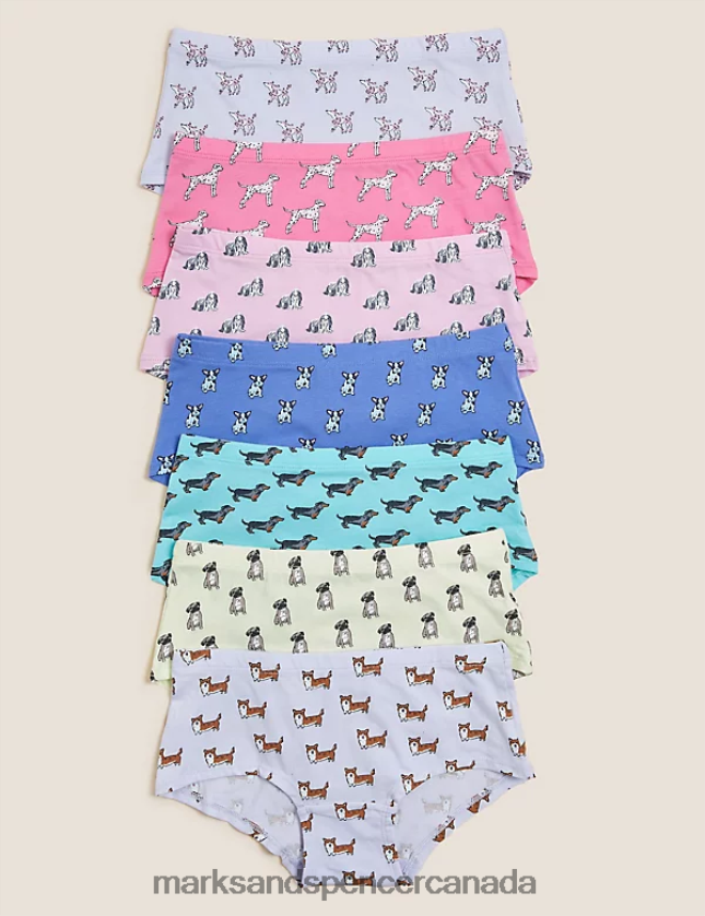 Marks and Spencer Canada - Clothing 20VTD9498 Multi Kids Marks & Spencer 7pk Cotton Rich Dog Print Shorts