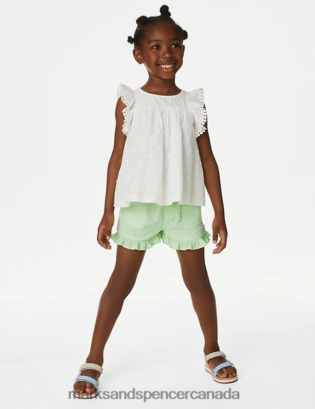 Marks and Spencer near me - Clothing 20VTD9550 Green Kids Marks & Spencer Pure Cotton Frill Shorts