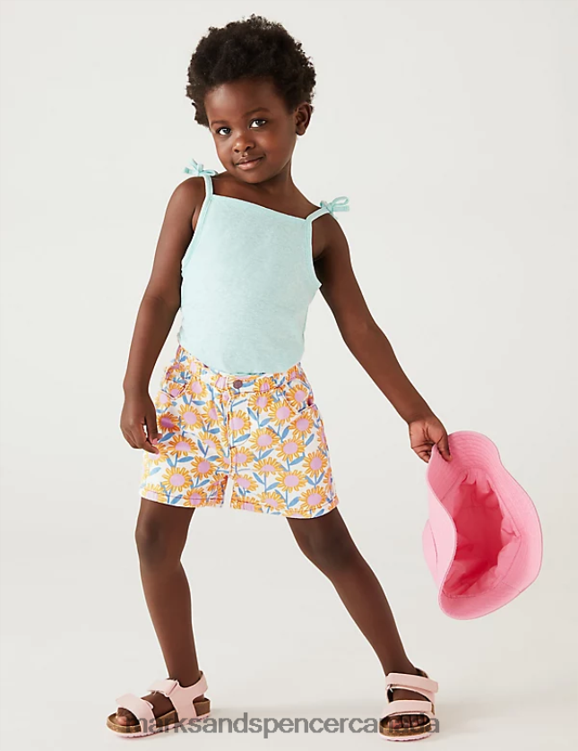 Marks and Spencer Canada - Clothing 20VTD9658 Multi Kids Marks & Spencer Pure Cotton Sunflower Shorts