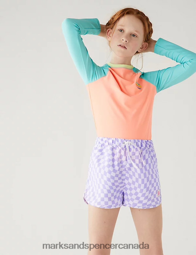 Clothing 20VTD9744 Lilac Mix Kids Marks & Spencer Checkerboard Swim Shorts - Marks and Spencer online