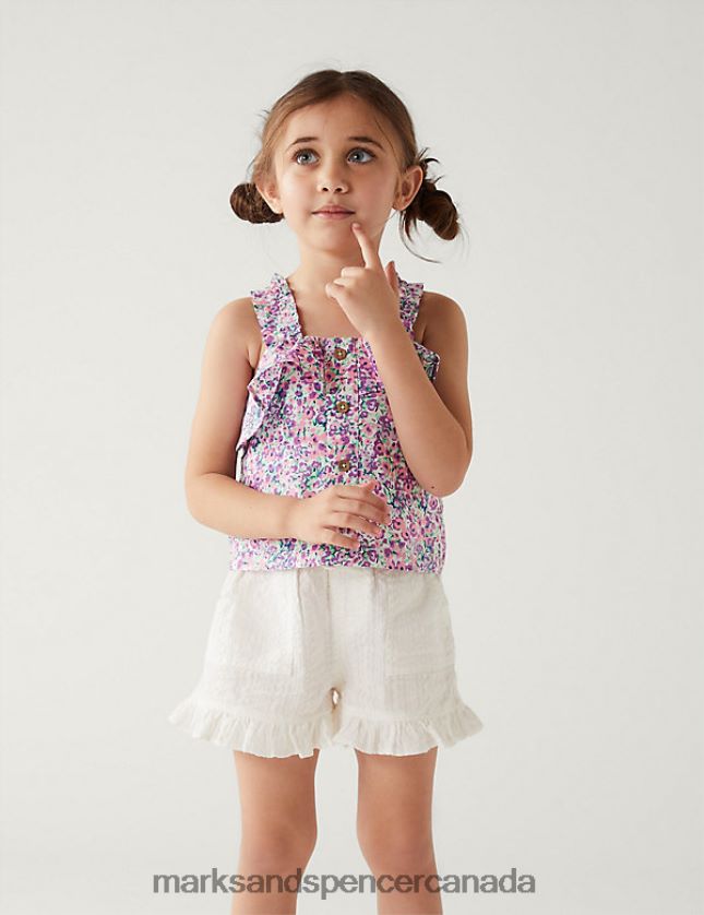 Marks and Spencer sale - Clothing 20VTD9786 Ivory Kids Marks & Spencer Pure Cotton Frill Shorts