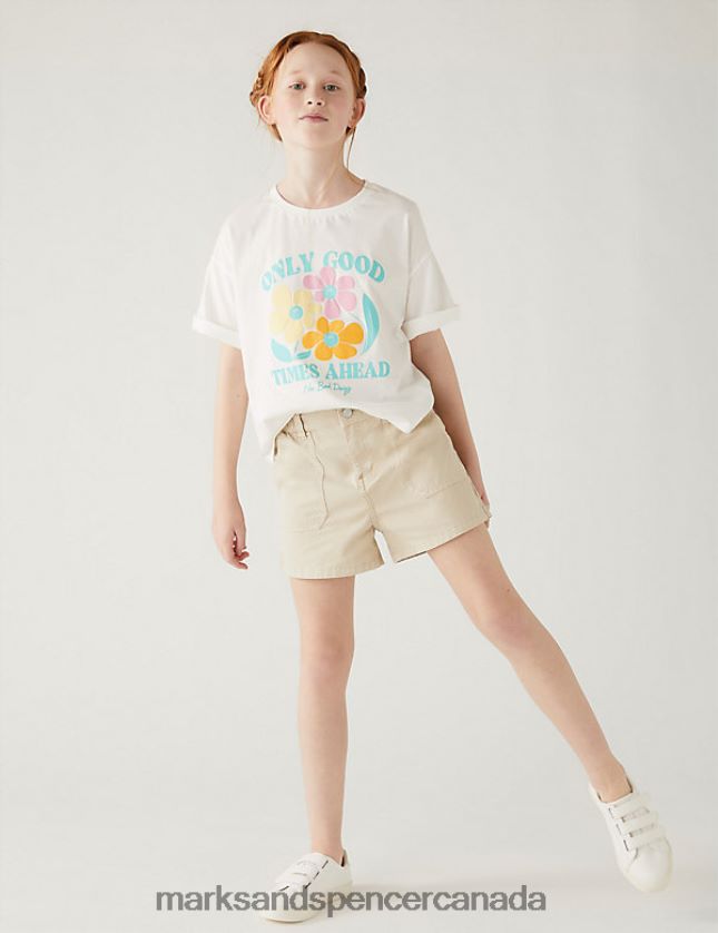 Clothing 20VTD9819 Stone Kids Marks & Spencer Pure Cotton Cargo Shorts - Marks and Spencer outlet