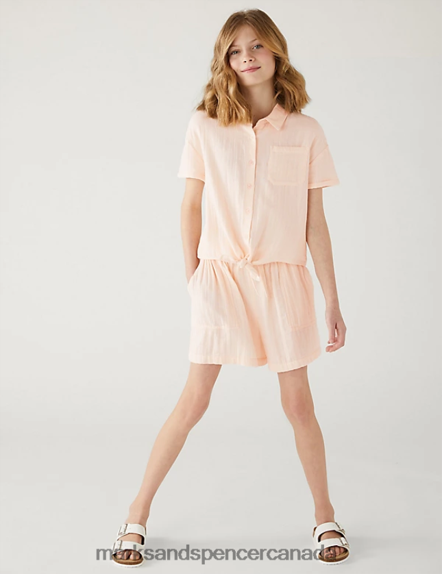 Marks and Spencer Canada - Clothing 20VTD9877 Light Coral Kids Marks & Spencer Pure Cotton Shorts