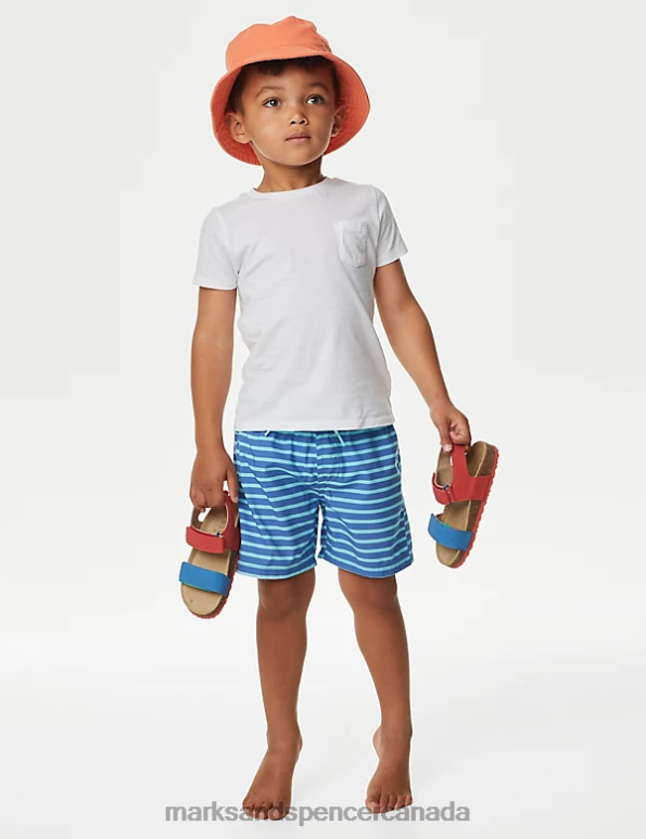 Marks and Spencer near me - Kids Aqua Mix Clothing Marks & Spencer Striped Swim Shorts 20VTD7856