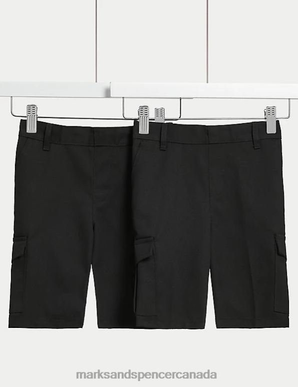 Kids Black Clothing Marks & Spencer 2pk Cargo School Shorts 20VTD8697 - Marks and Spencer outlet