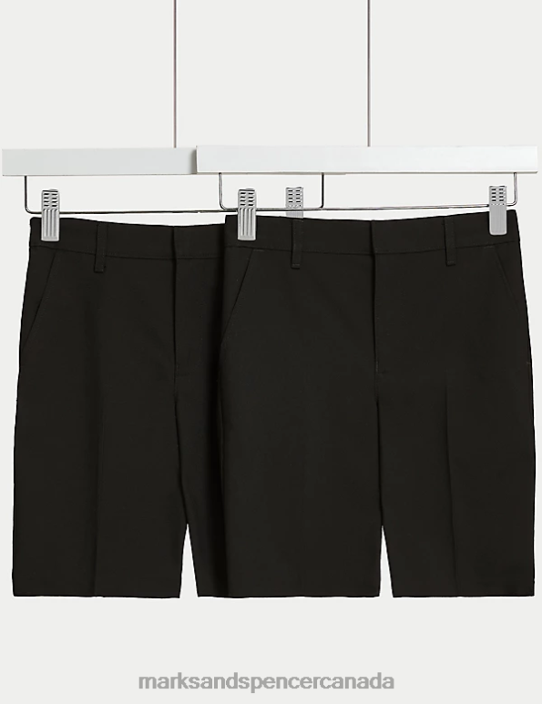 Kids Black Clothing Marks & Spencer 2pk Regular Leg School Shorts 20VTD7820 - Marks and Spencer Canada locations