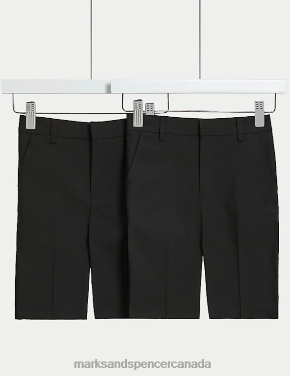 Marks and Spencer Canada - Kids Black Clothing Marks & Spencer 2pk Slim Leg School Shorts 20VTD8100