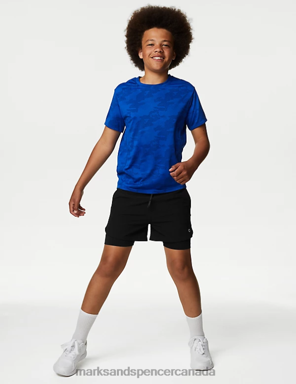 Kids Black Clothing Marks & Spencer Double Layer Sports Shorts 20VTD8075 - Marks and Spencer Canada locations