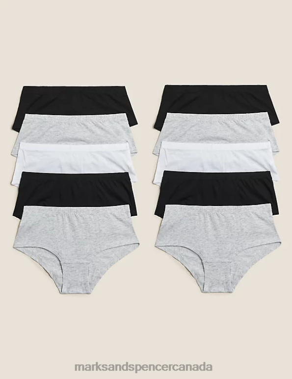 Marks and Spencer sale - Kids Black/Grey Clothing Marks & Spencer 10pk Cotton Rich Shorts 20VTD15