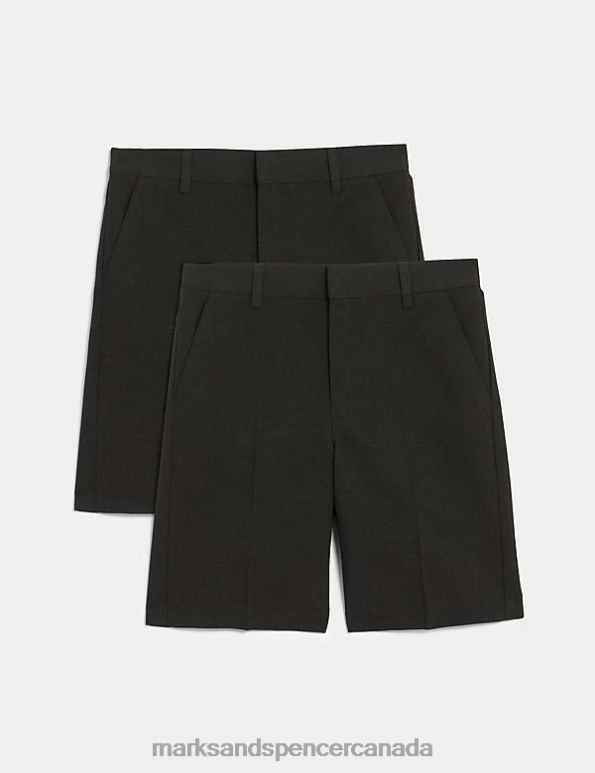 Marks and Spencer sale - Kids Charcoal Clothing Marks & Spencer 2pk Regular Leg School Shorts 20VTD8065