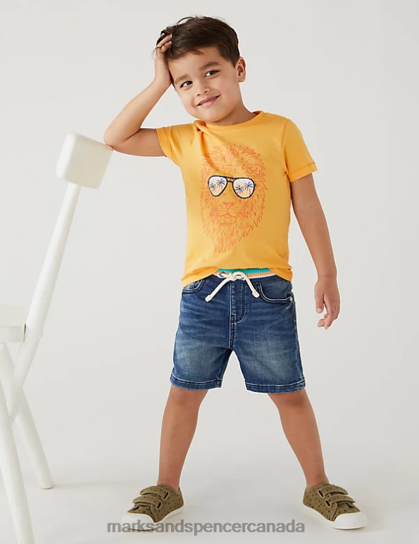 Kids Dark Blue Denim Clothing Marks & Spencer Cotton Rich Denim Shorts 20VTD8398 - Marks and Spencer Canada locations