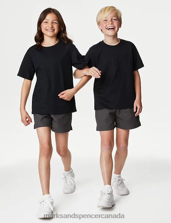 Kids Dark Grey Clothing Marks & Spencer Pure Cotton Sports Shorts 20VTD8660 - Marks and Spencer outlet