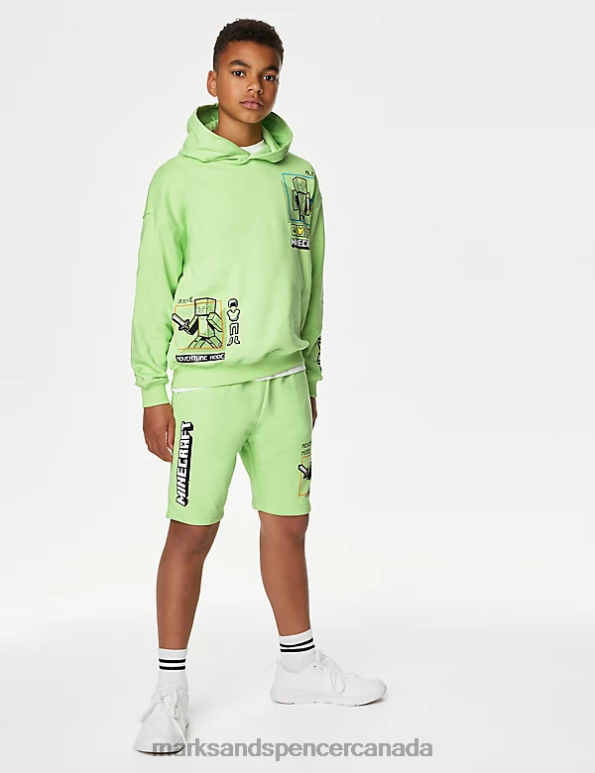 Marks and Spencer Canada - Kids Green Clothing Marks & Spencer Cotton Rich Minecraft Shorts 20VTD8419