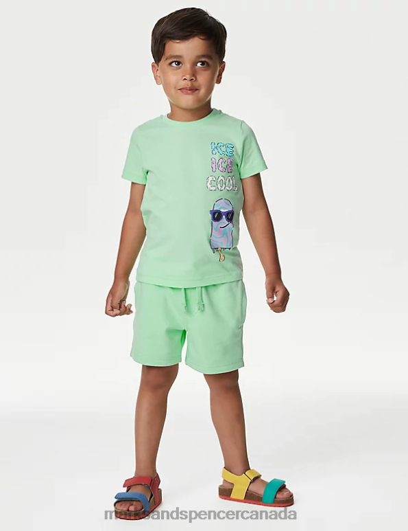 Marks and Spencer near me - Kids Green Clothing Marks & Spencer Cotton Rich Plain Shorts 20VTD8737