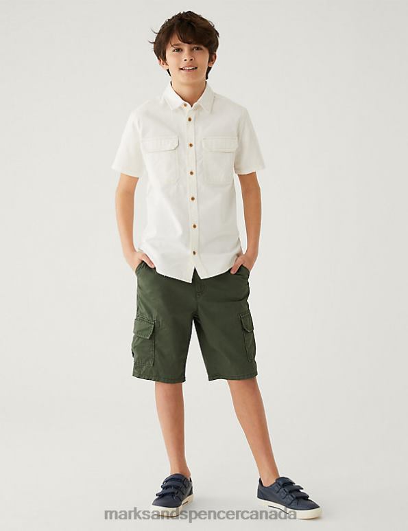 Kids Green Clothing Marks & Spencer Pure Cotton Cargo Shorts 20VTD8725 - Marks and Spencer online