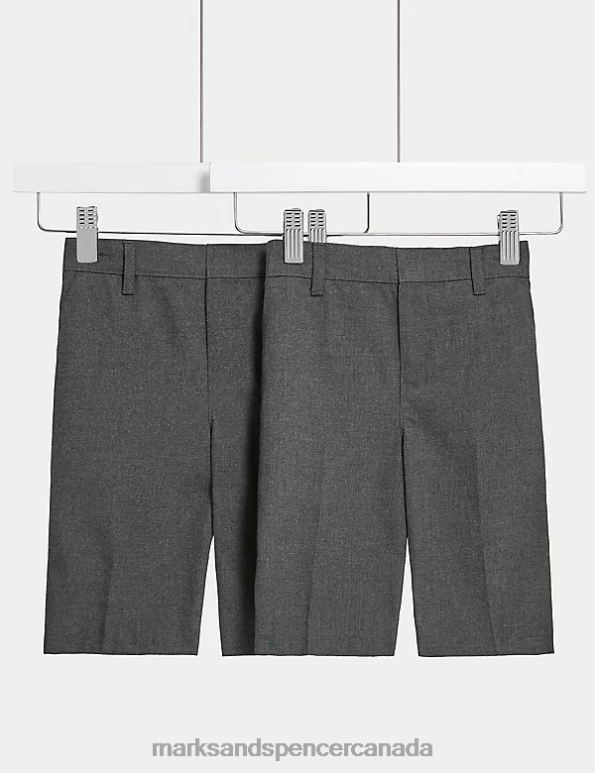 Kids Grey Clothing Marks & Spencer 2pk Easy Dressing School Shorts 20VTD8522 - Marks and Spencer online