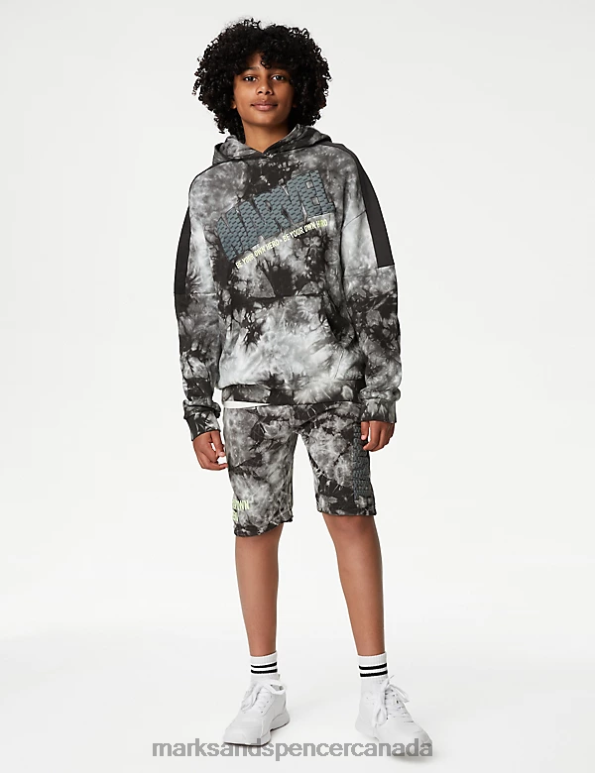 Kids Grey Mix Clothing Marks & Spencer Cotton Rich Marvel Tie Dye Shorts 20VTD8606 - Marks and Spencer Canada locations