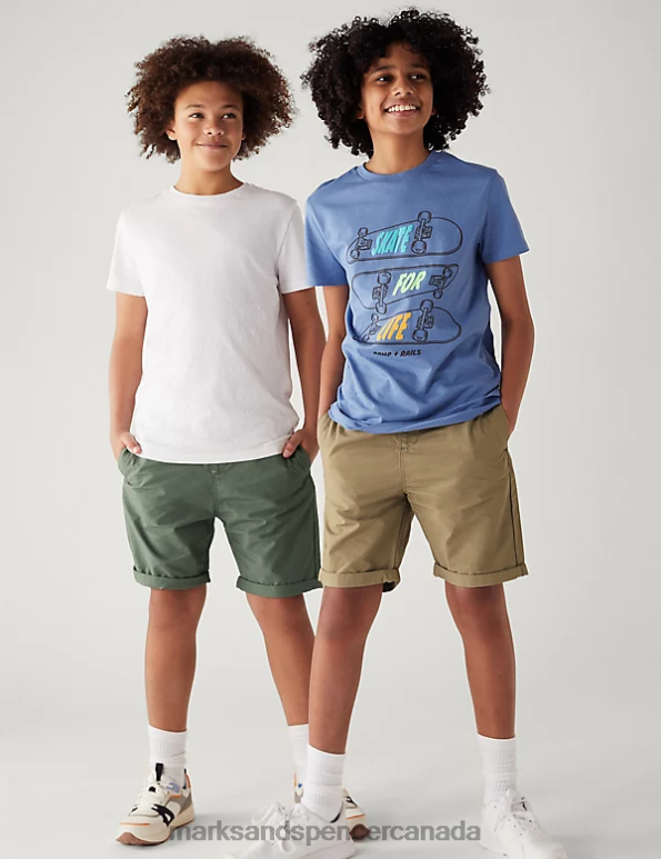 Kids Khaki Mix Clothing Marks & Spencer 2pk Pure Cotton Shorts 20VTD8436 - Marks and Spencer online